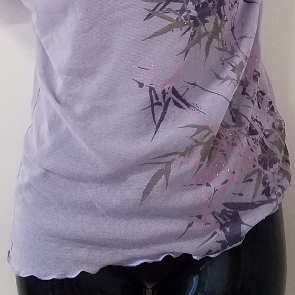H & M Sheer Floral Purple Blouse Size 10 - Picture 7 of 8